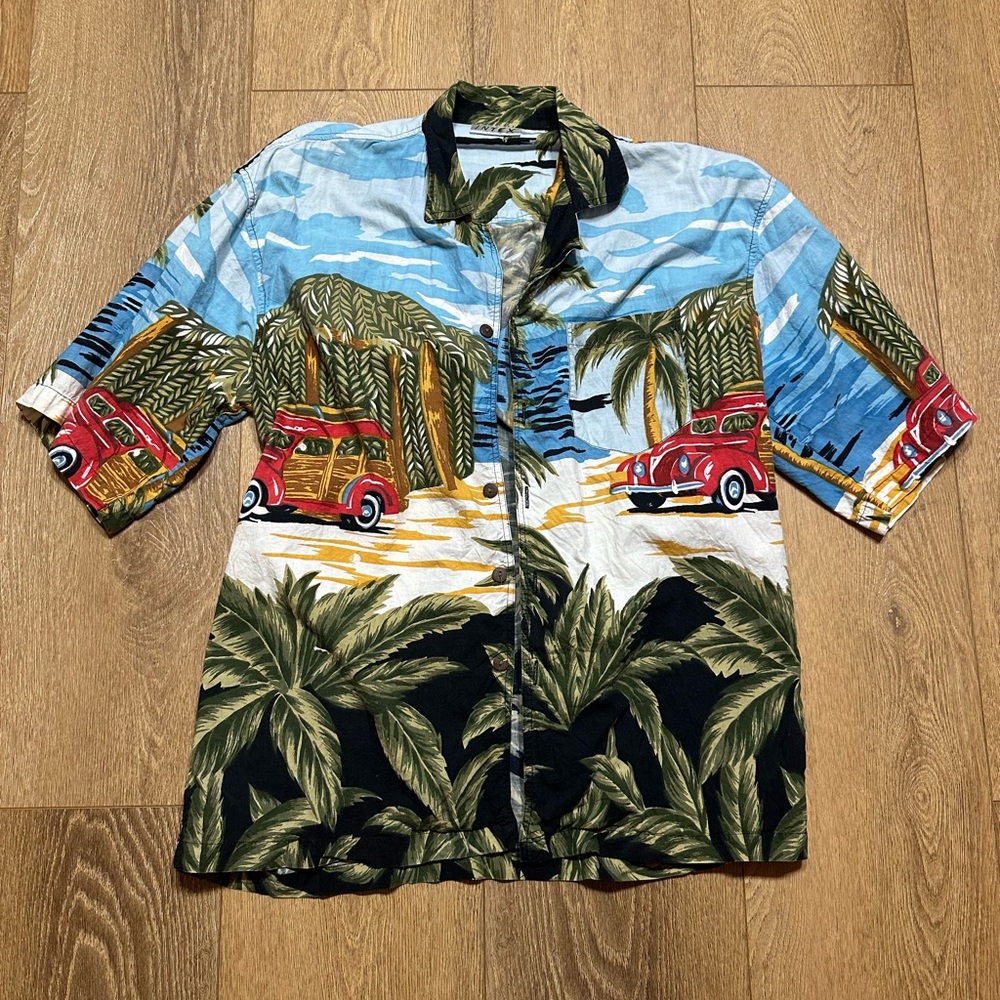 Intex Tropical Leaf Print Shirt L vacation  beach summer